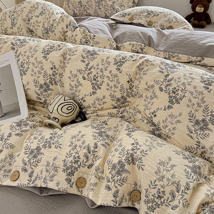 Elegante set di biancheria da letto con motivo floreale a foglie - image 5