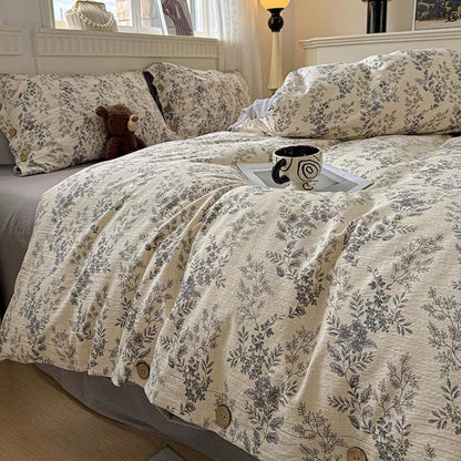 Elegante set di biancheria da letto con motivo floreale a foglie - image 4