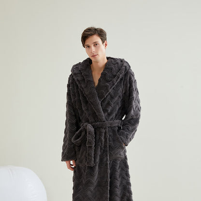 Accappatoio unisex con cappuccio e texture ondulata - Grigio scuro - 2XL - image 10