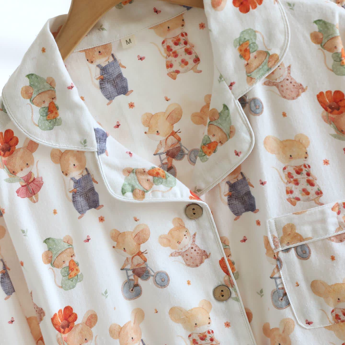 Completo da casa in cotone spazzolato con animali dei cartoni animati - image 3