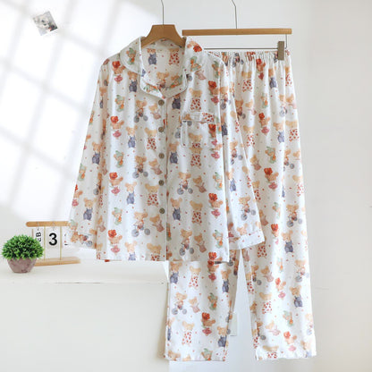 Completo da casa in cotone spazzolato con animali dei cartoni animati - Come immagine - XL - image 0