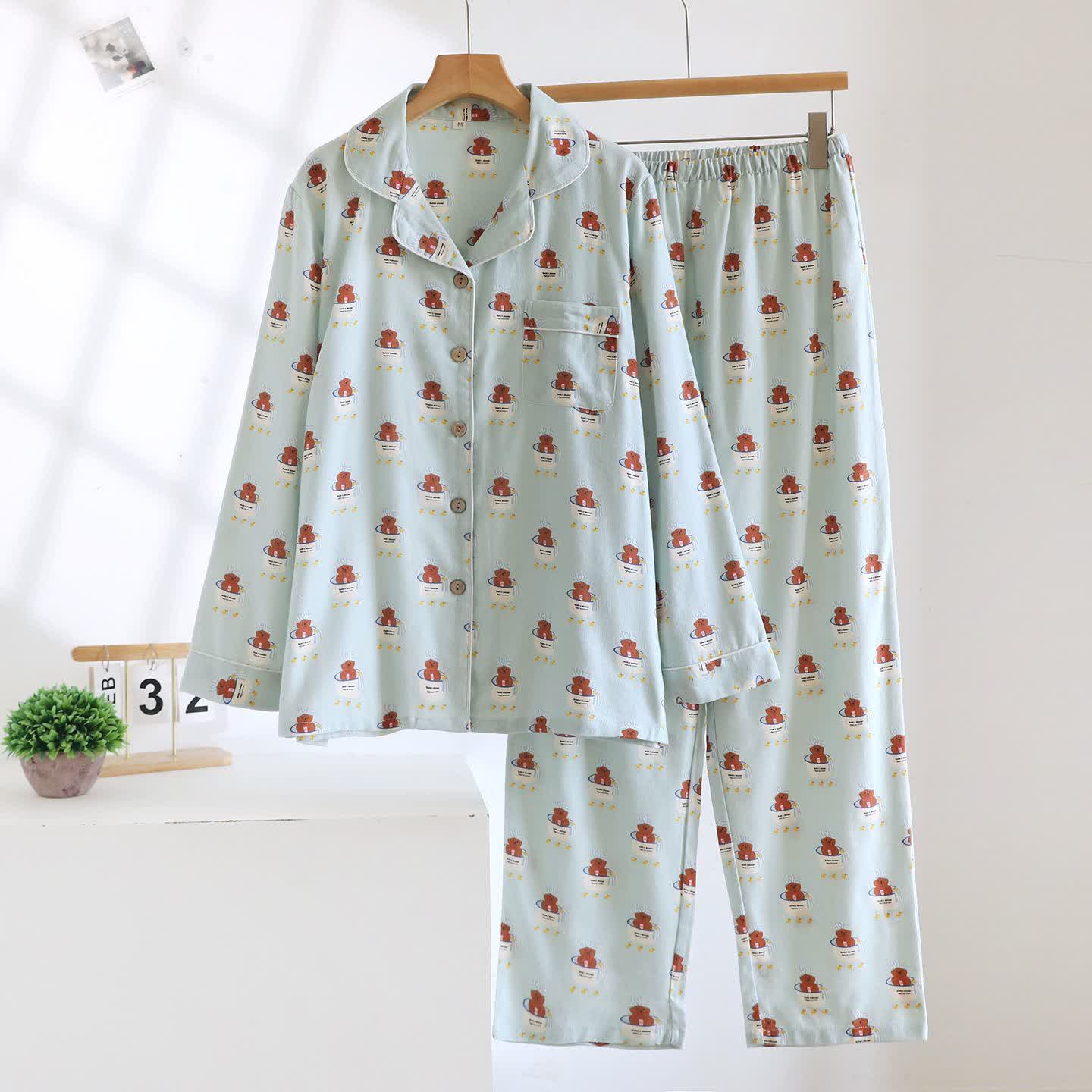 Completo da notte in cotone spazzolato Teacup Bear - Come immagine - XL - image 0