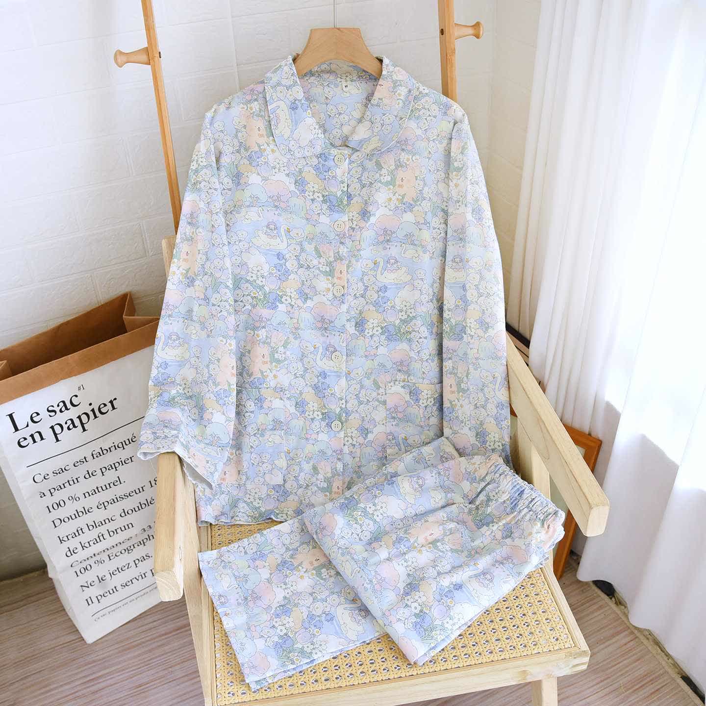 Completo da casa in cotone spazzolato Swan Garden - Come immagine - XL - image 0