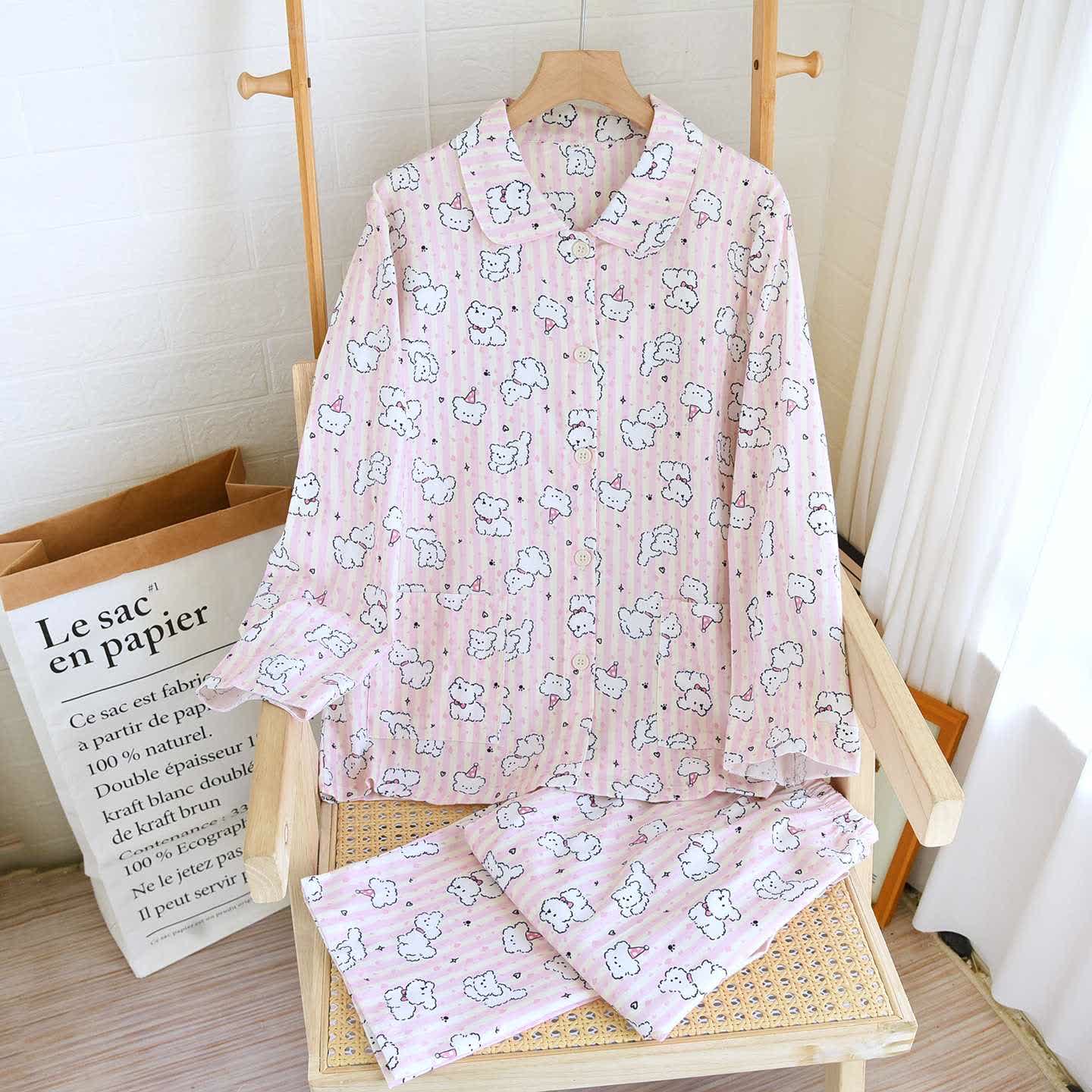 Completo da casa in cotone spazzolato con cucciolo di cartone animato - Come immagine - XL - image 0