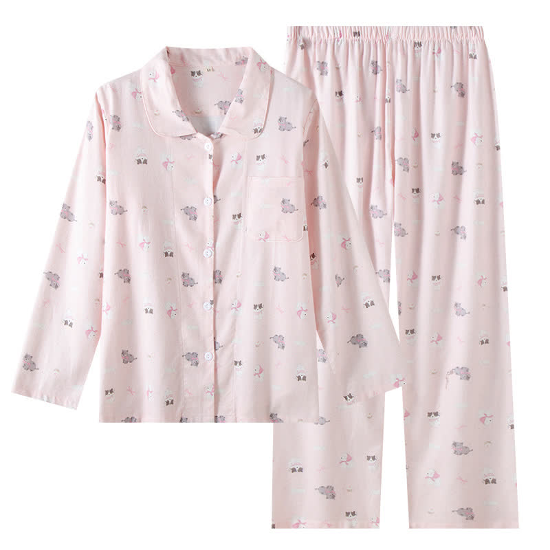 Completo da casa in cotone spazzolato con simpatico cane e gatto - image 13