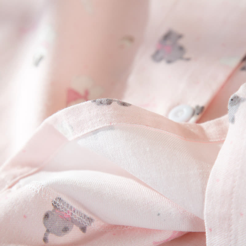 Completo da casa in cotone spazzolato con simpatico cane e gatto - image 10