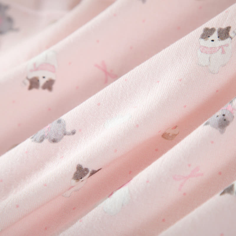 Completo da casa in cotone spazzolato con simpatico cane e gatto - image 11