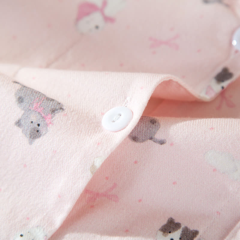 Completo da casa in cotone spazzolato con simpatico cane e gatto - image 5