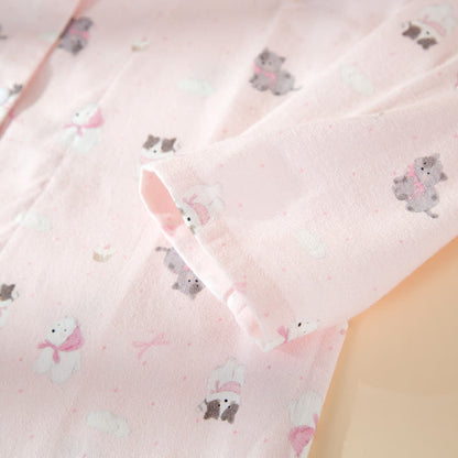 Completo da casa in cotone spazzolato con simpatico cane e gatto - image 4