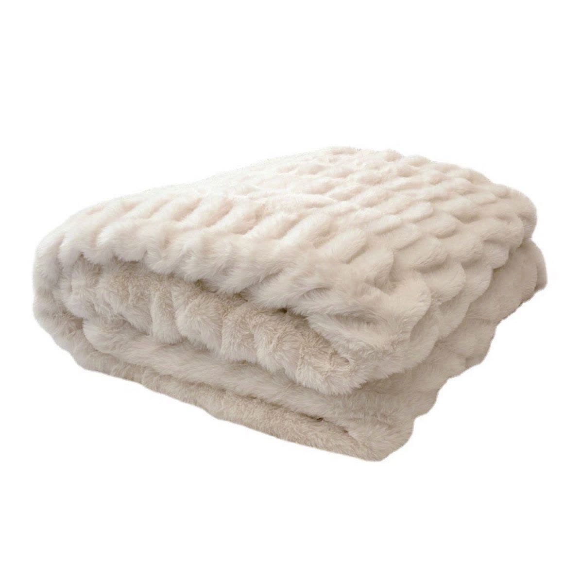 Coperta in pelliccia sintetica di coniglio con effetto tie-dye - Beige - 150cm x200cm - image 7