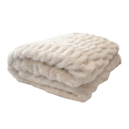 Coperta in pelliccia sintetica di coniglio con effetto tie-dye - Beige - 150cm x200cm - image 7