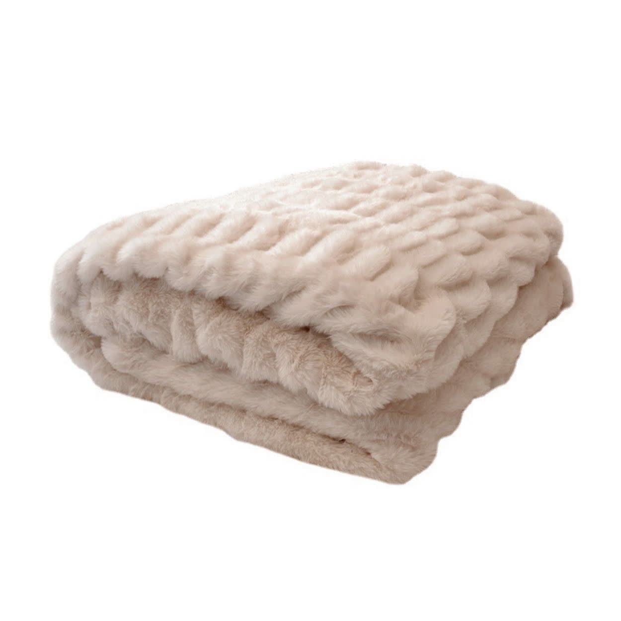 Coperta in pelliccia sintetica di coniglio con effetto tie-dye - Caffè leggero - 150cm x200cm - image 9