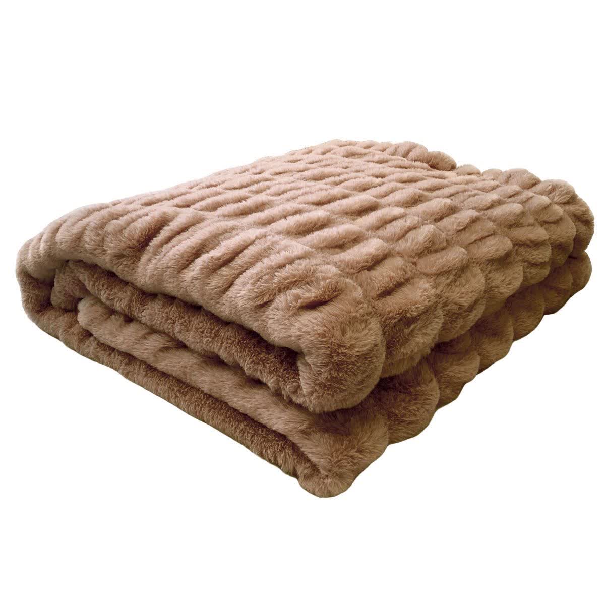 Coperta in pelliccia sintetica di coniglio con effetto tie-dye - Caffè - 150cm x200cm - image 8