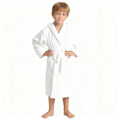 Accappatoio per bambini in cotone con cappuccio - Bianco - L - image 1