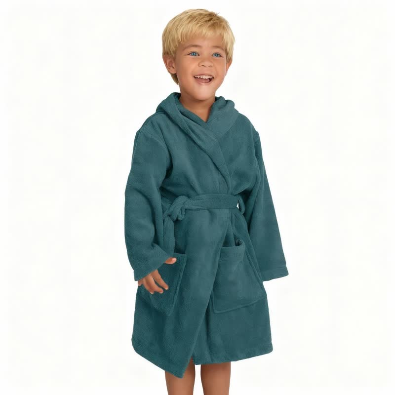 Accappatoio per bambini in cotone con cappuccio - Verde - L - image 4