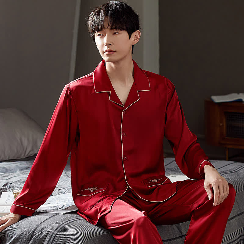 Completo da notte coordinato in pizzo per coppia - Rosso - Uomo: 3XL - image 5