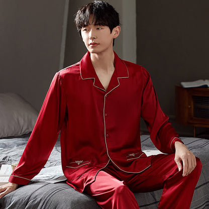 Completo da notte coordinato in pizzo per coppia - Rosso - Uomo: 3XL - image 5