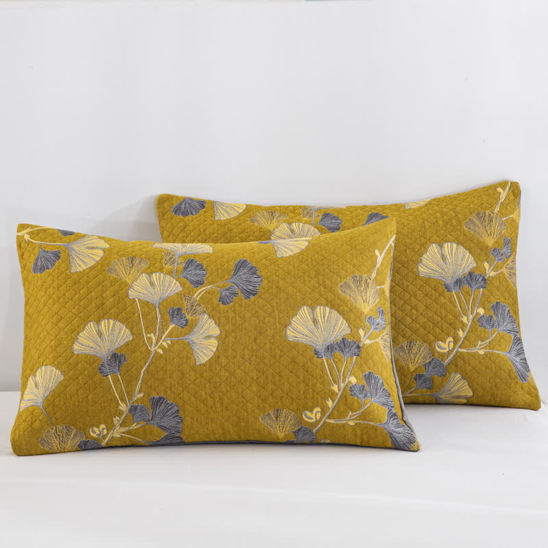 Trapunta reversibile in cotone biologico con foglie di ginkgo - image 38