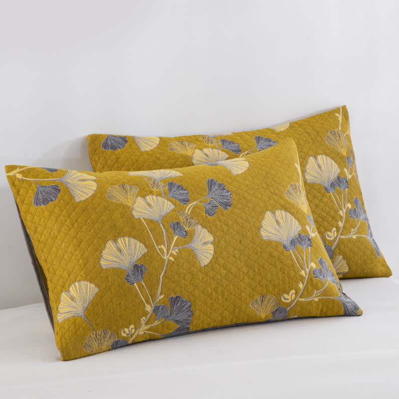 Trapunta reversibile in cotone biologico con foglie di ginkgo - image 39