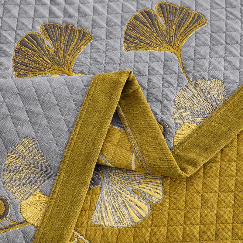 Trapunta reversibile in cotone biologico con foglie di ginkgo - image 50