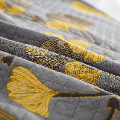 Trapunta reversibile in cotone biologico con foglie di ginkgo - image 49