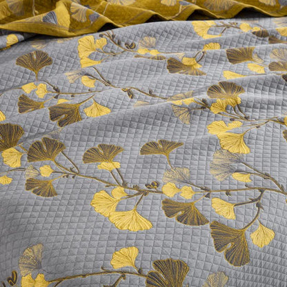 Trapunta reversibile in cotone biologico con foglie di ginkgo - image 48