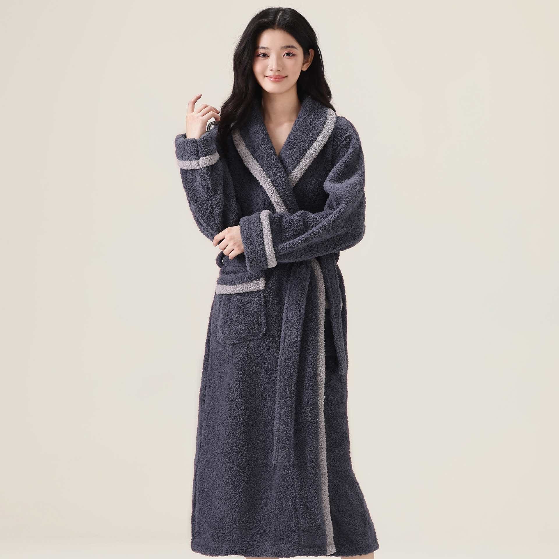 Accappatoio caldo unisex in pile - Grigio scuro - XL - image 8