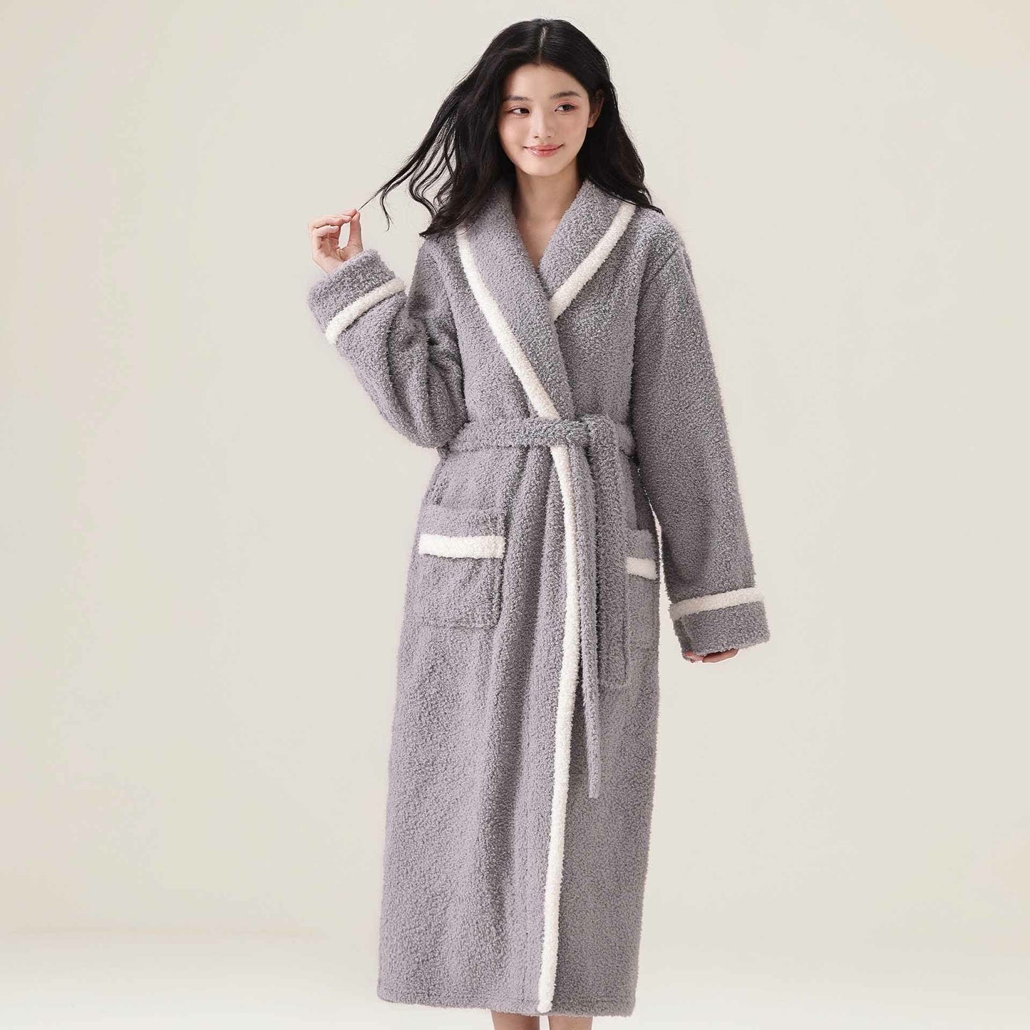 Accappatoio caldo unisex in pile - Grigio chiaro - XL - image 6