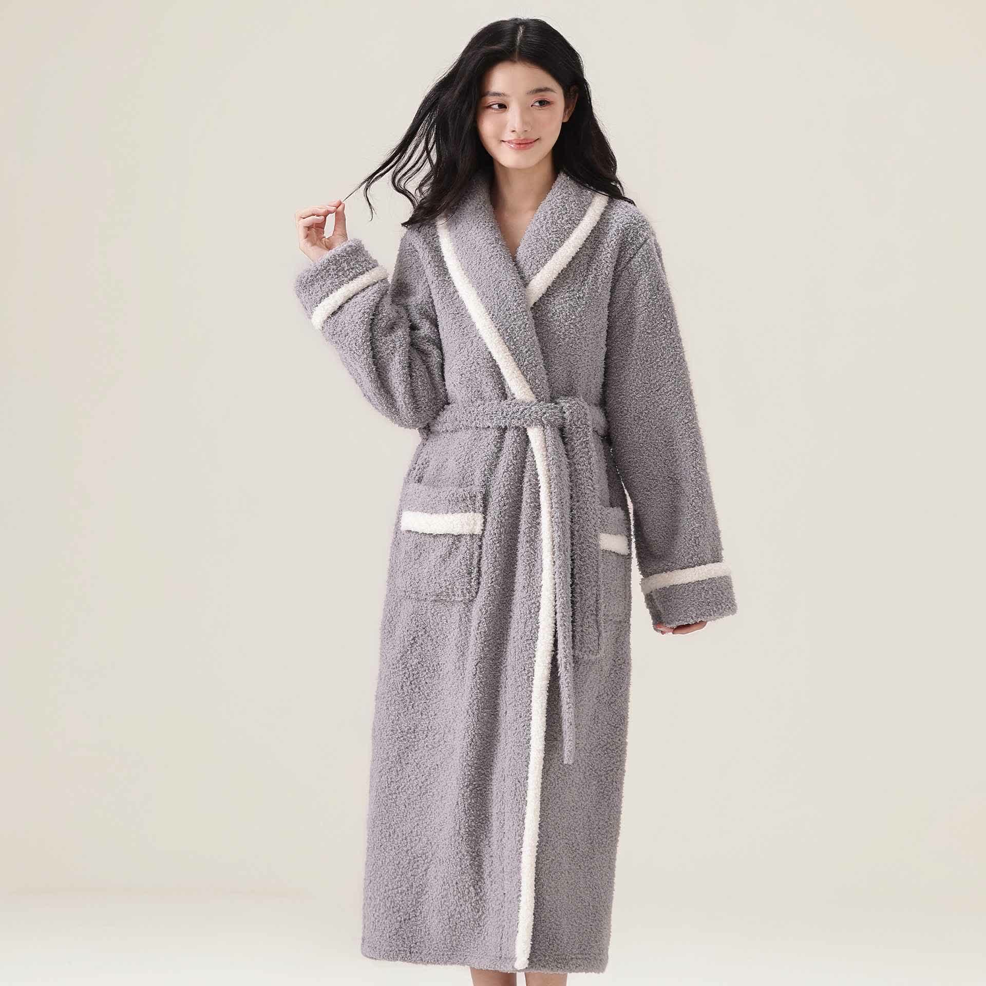 Accappatoio caldo unisex in pile - Grigio chiaro - XL - image 6