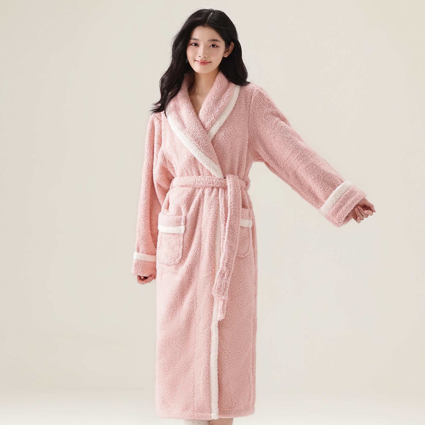 Accappatoio caldo unisex in pile - Rosa - XL - image 5