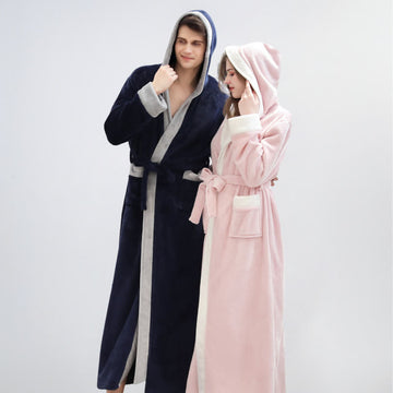 Accappatoio unisex in pile caldo e felpato con cappuccio - image 0