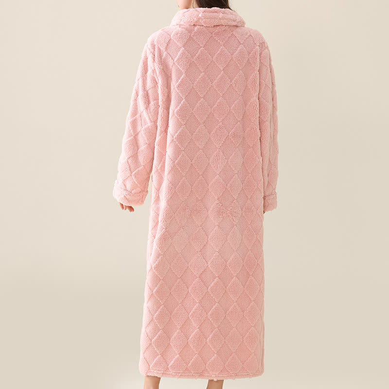 Accappatoio in peluche con cerniera e trama a diamante - image 6