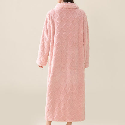 Accappatoio in peluche con cerniera e trama a diamante - image 6