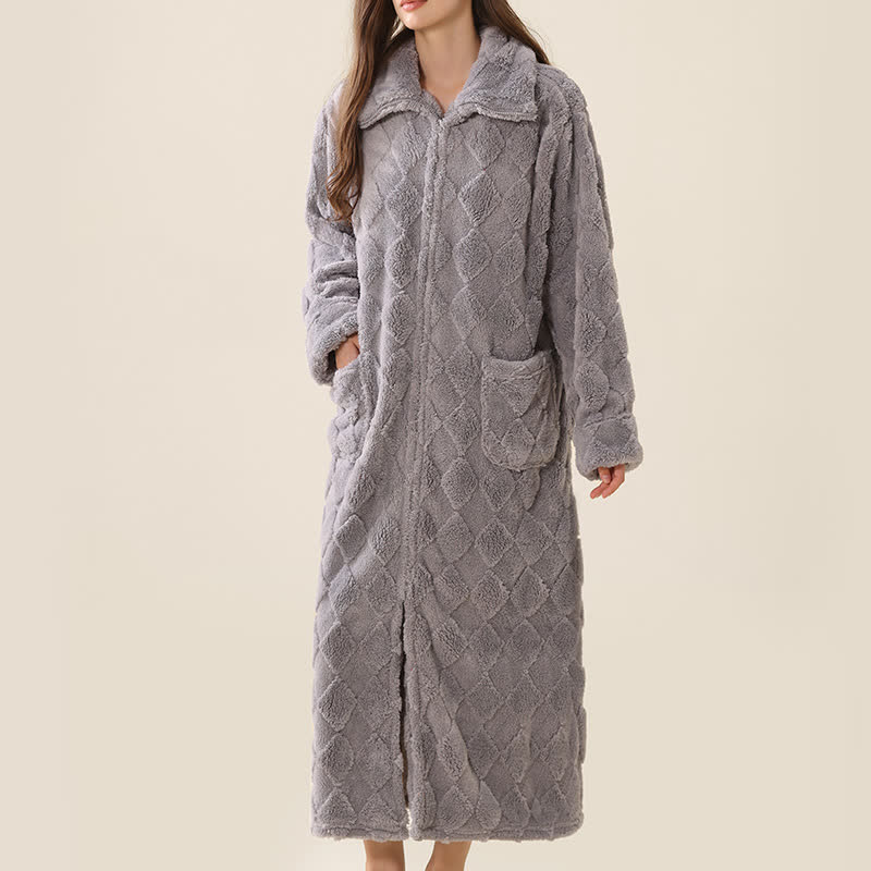 Accappatoio in peluche con cerniera e trama a diamante - image 21