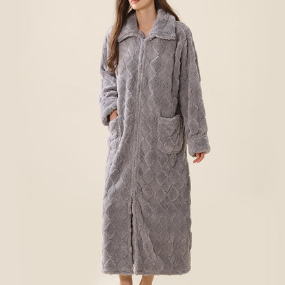 Accappatoio in peluche con cerniera e trama a diamante - image 21