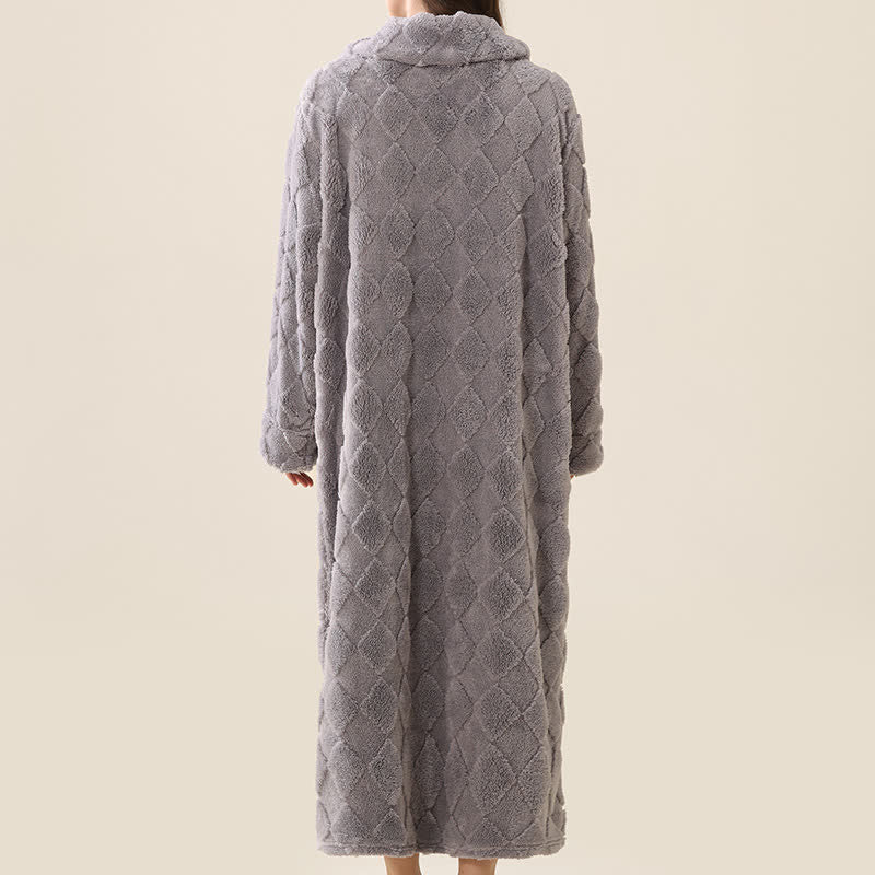 Accappatoio in peluche con cerniera e trama a diamante - image 23