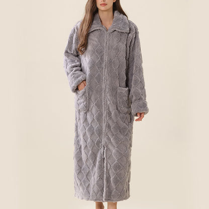 Accappatoio in peluche con cerniera e trama a diamante - image 22