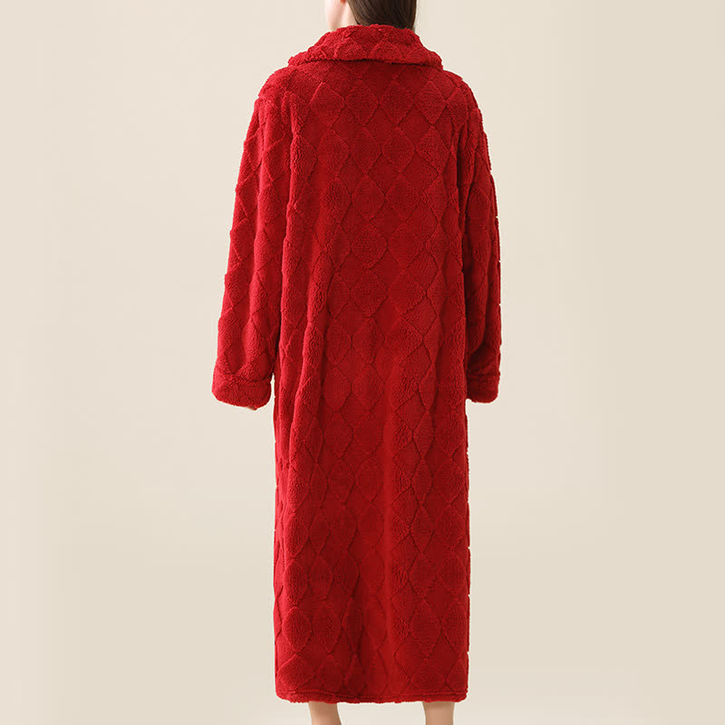 Accappatoio in peluche con cerniera e trama a diamante - image 14