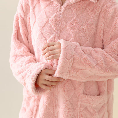 Accappatoio in peluche con cerniera e trama a diamante - image 8