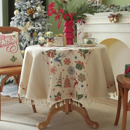 Tovaglia con nappa di alce e campanella di Natale - 150cm x 150cm - image 0