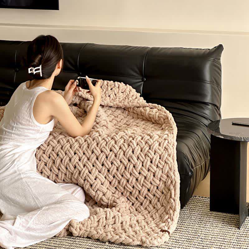Chunky Knit Hand-Woven Throw Blanket - image 35