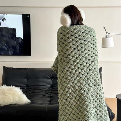Chunky Knit Hand-Woven Throw Blanket - image 25