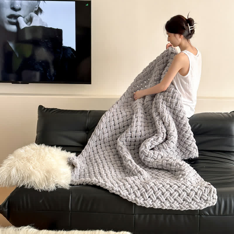 Chunky Knit Hand-Woven Throw Blanket - image 18