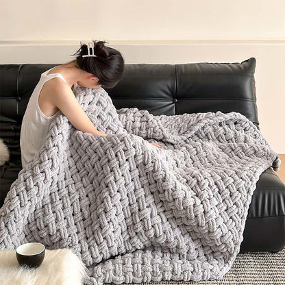 Chunky Knit Hand-Woven Throw Blanket - Gray - 51" x 67" - image 13