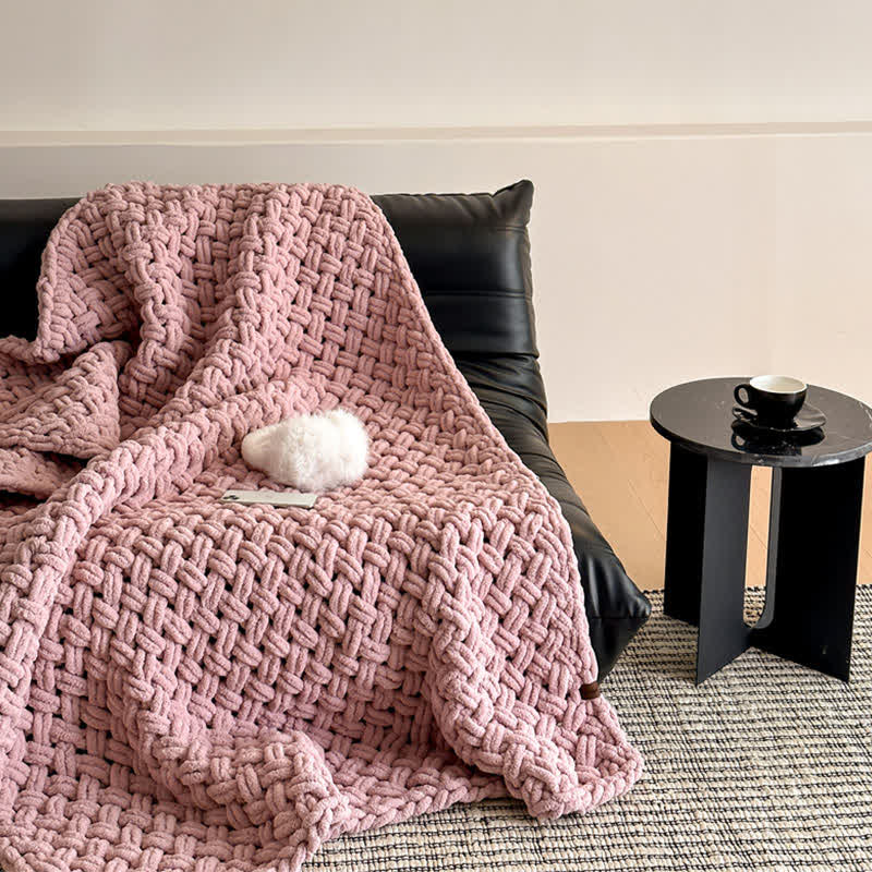 Chunky Knit Hand-Woven Throw Blanket - image 9