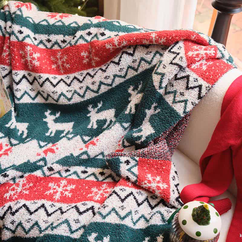 Christmas Fair Isle Reindeer Throw Blanket - image 6