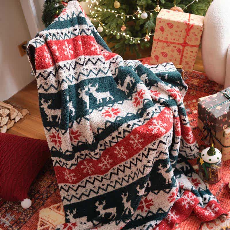 Christmas Fair Isle Reindeer Throw Blanket - image 2