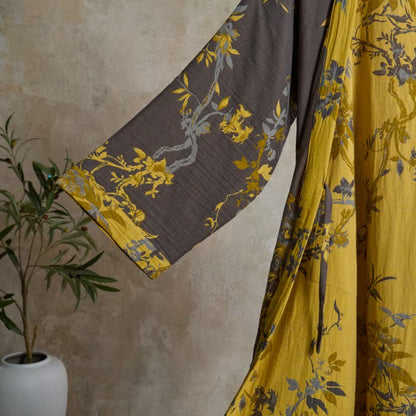 Kimono in cotone con foglie floreali vintage - image 3