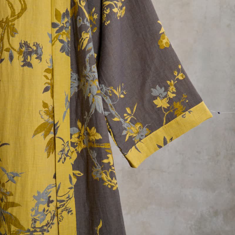 Kimono in cotone con foglie floreali vintage - image 5