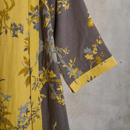 Kimono in cotone con foglie floreali vintage - image 5